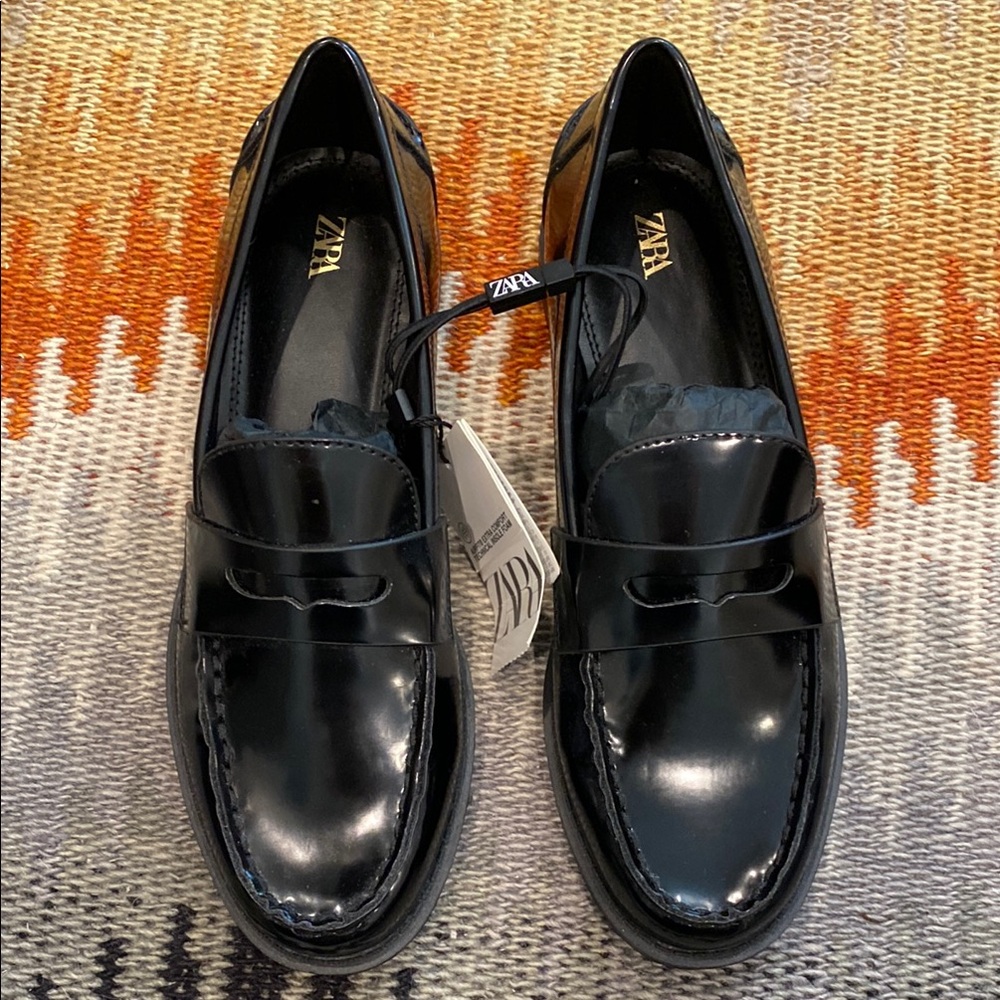 Zara Black Patent Loafers